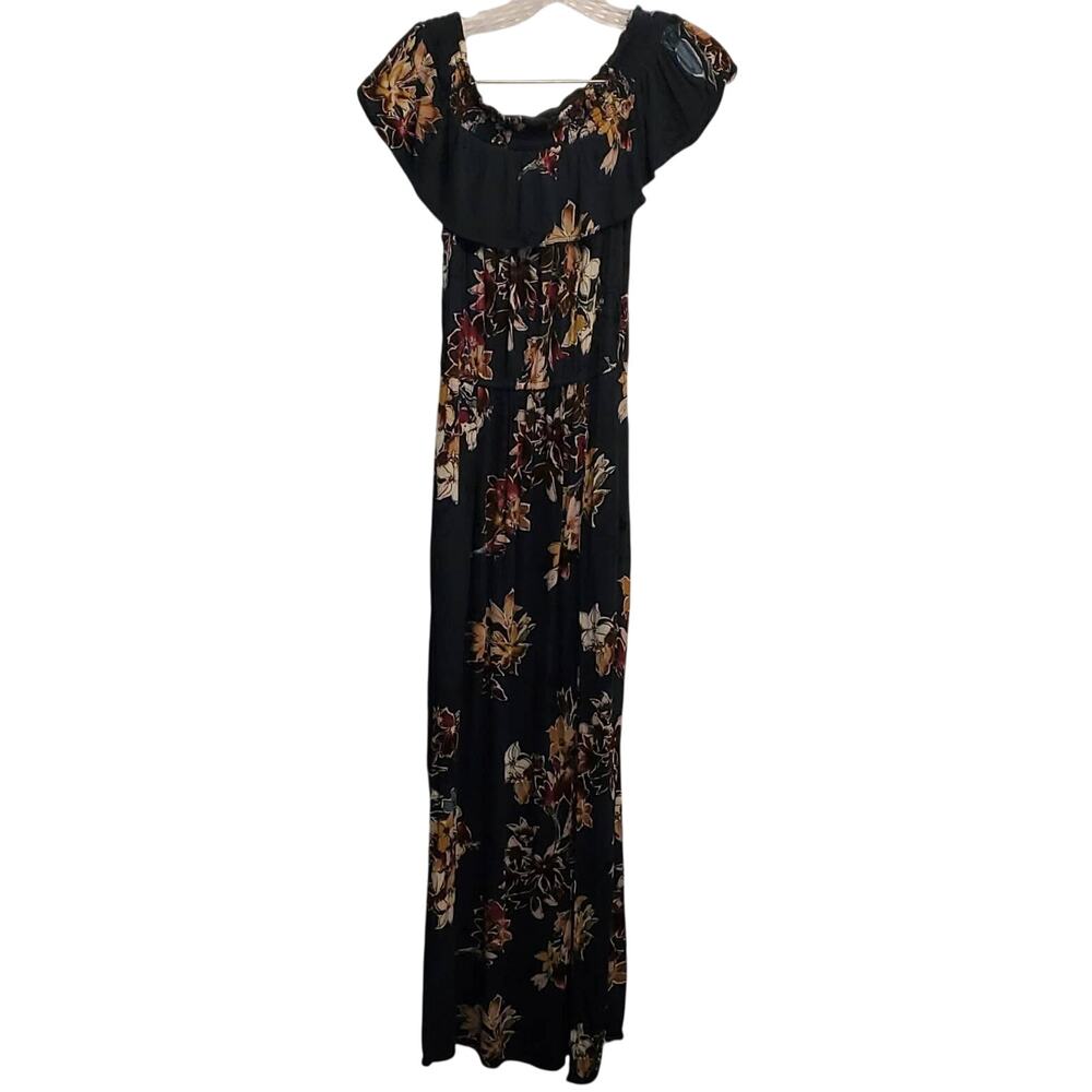Xhilaration Maxi Floral Flowy Off the Shoulder Elastic Waist Dress Size Small